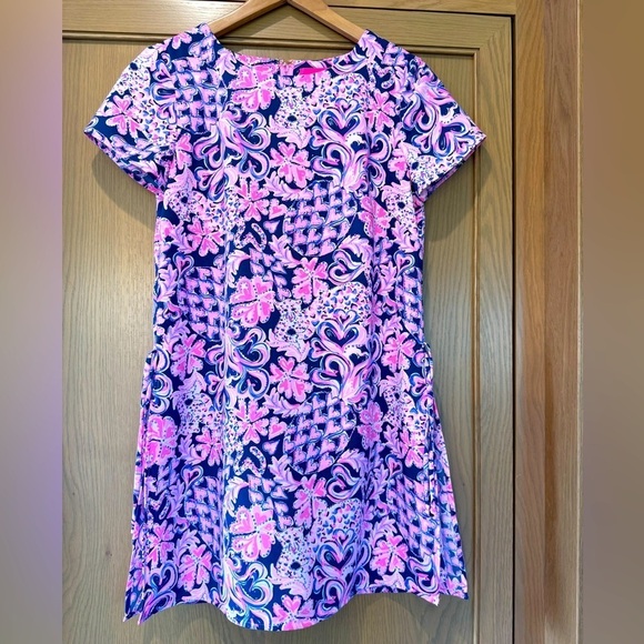 Lilly Pulitzer Dresses & Skirts - Lilly Pulitzer Pink and Blue Heart Cheetah Skort Dress Slit Side / 6